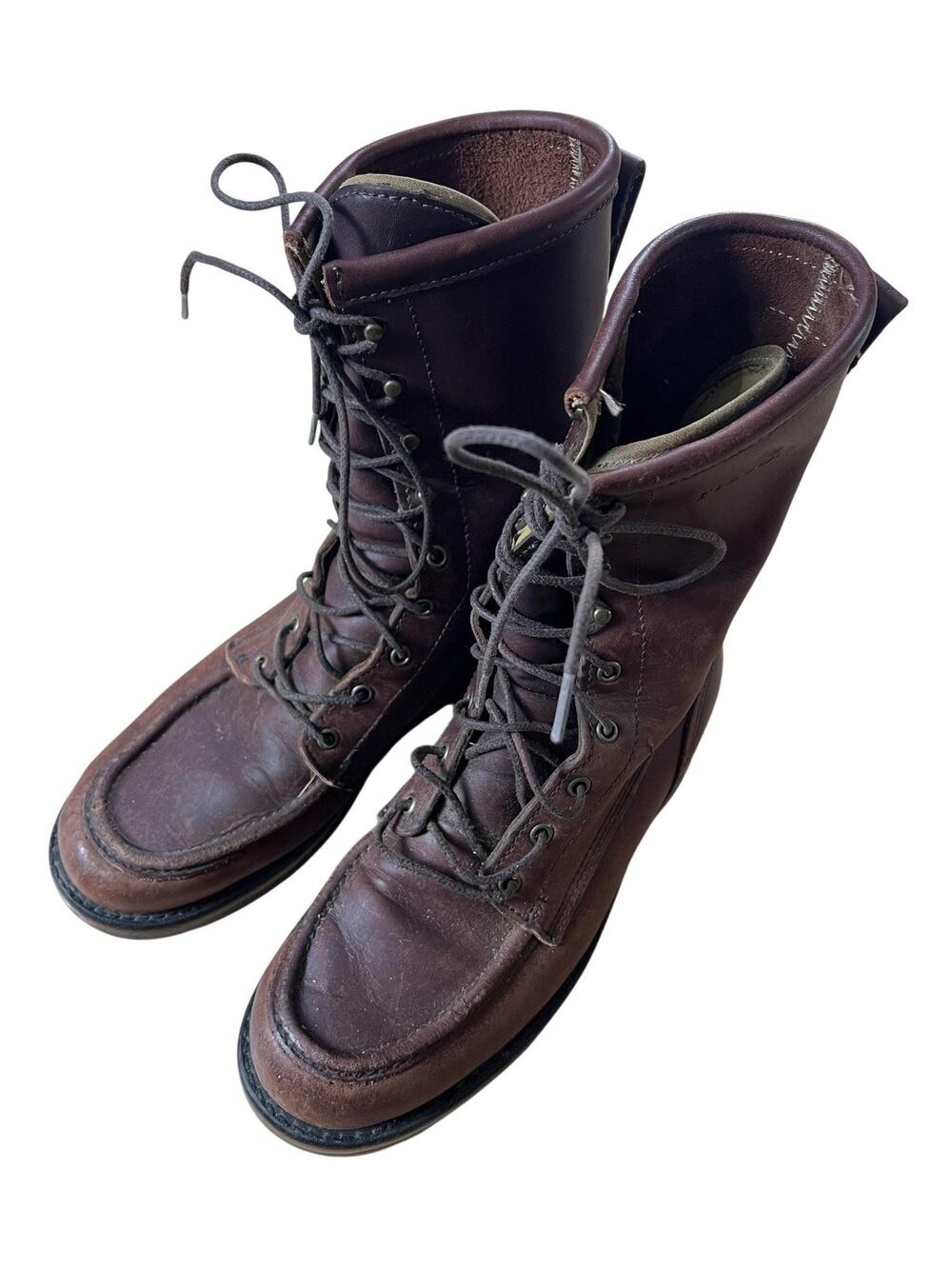 Combat Boots Mens Size 9 Brown Leather Lace Up Mid Calf Workwear Lined